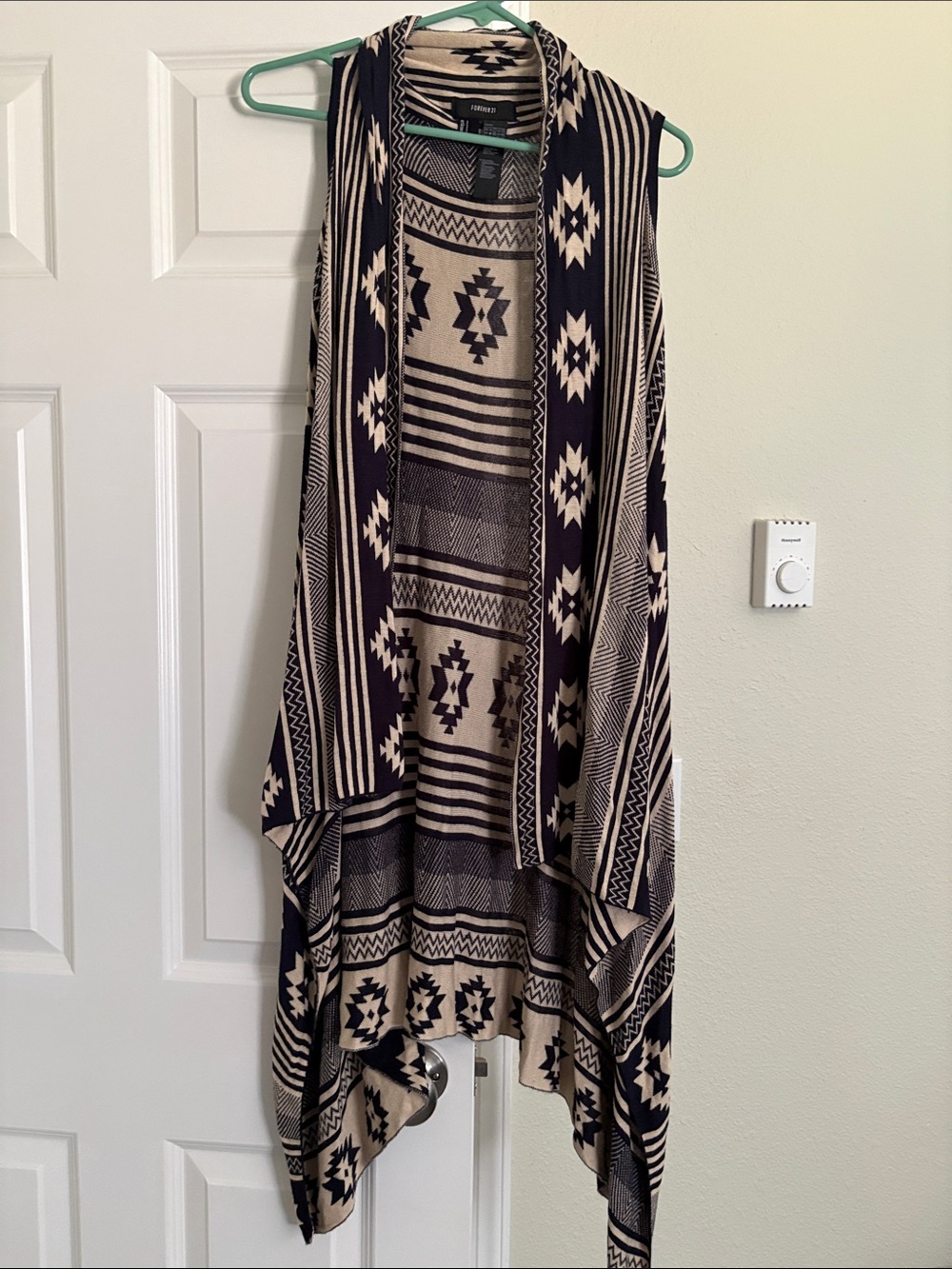 Forever 21 Striped Knit Open Cardigan - Black & Cream